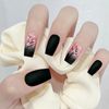 Kabwea 24 Piece Summer Press on Nails, Pink Black Gradient Square Stick on Nails