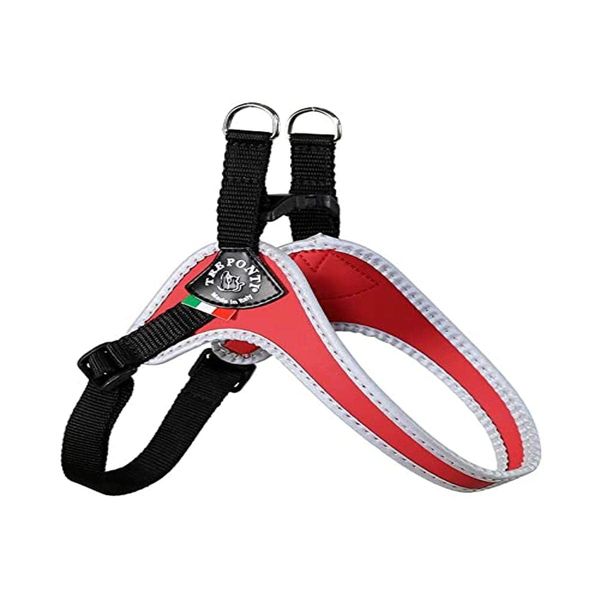 Tre Ponti Fibbia Small Dog Harness with Adjustable Belly Strap, 4 cm, Red