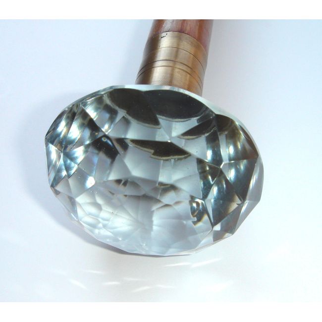 Treasure Gurus Antique Style Carnival Cut Glass Knob Walking Stick Cane