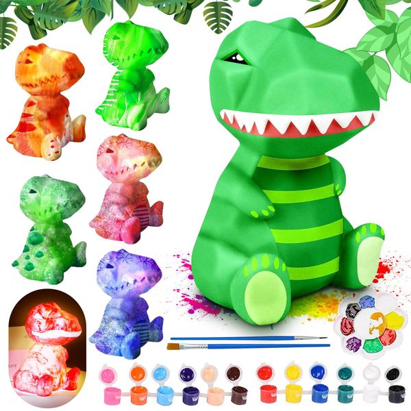 Paint Your Own Dinosaur Lamp Kit, Art Supplies & Crafts Kit, DIY Night Light for Kids 6-12, Diamond Set for girl 8-12, Painting Kit for Girls Boys, Toy Child Birthday Gift Ages 3 4 5 6 7 8 9 10 11 12+