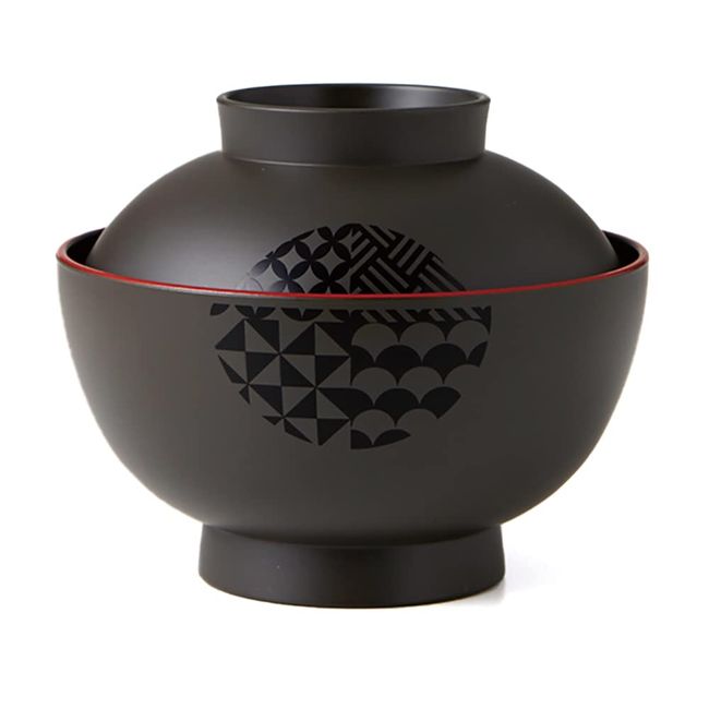 Takenaka Fukue Okue Zoni Bowl, Black, φ4.9 x 4.1 inches (12.6 x 10.4 cm)