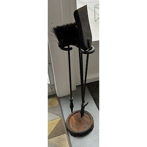 Black Iron Fireplace Tool Set with Stand