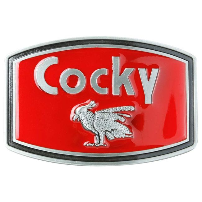 Cocky Pewter Finish Metal Belt Buckle