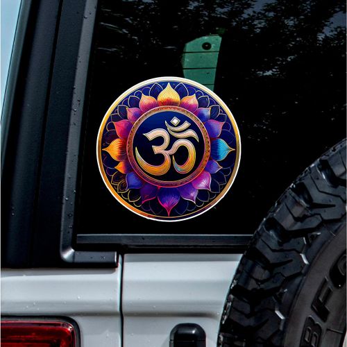 (1.8'' x 1.8'', Black) Durable and Waterproof of OM Sticker Decal for Laptops, Water Bottles, Cars, Trucks, Wall Ideal Gift