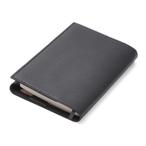 Black Book Cover, Adjustable Thickness, Bookmarked, Synthetic Leather (A5)