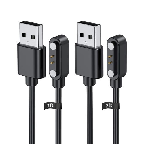 YANMONGI [2-Pack] Charger for DIVOAZBVO TG02 2Ft/60cm 2 Pin USB Portable Magnetic Charging Cable Cord for DIVOAZBVO TG02 Smart Watch