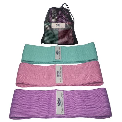 Pure Passion Yoga Fabric Resistance Band Set | 3 Tension Bands with Carrying Bag | Fabric Resistance Bands for HIPS & Glutes Workouts