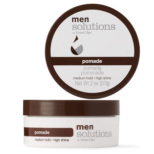 Solutions by Great Clips Men's Pomade, 2oz | Medium Hold, High Shine | For Tousled & Slicked-Back Looks