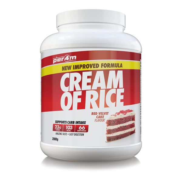 Per4m Cream Of Rice | 66 Servings | High Carbohydrate Cream Of Rice | Breakfast Replacement | Low Sugar Gym Supplements 2kg NEW IMPROVED FORMULA (Red Velvet Cake)