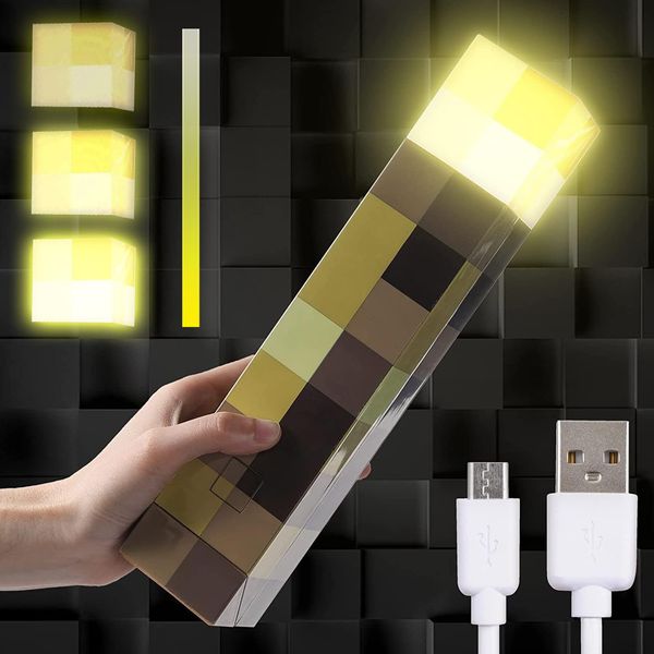 Light-up Wall Torch - Batteries & USB Pluggable Night Lamp - Hand Held or Wall Mount Lighting Torch （Three-Level Brightness）