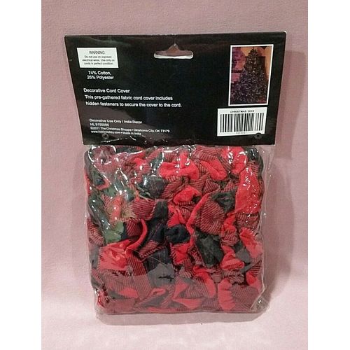 Red Black Buffalo Plaid Flannel Electric Cord Cover 8' 5" Pull Apart Closures