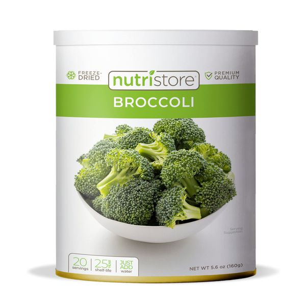 Nutristore Freeze Dried Broccoli | Vegetables for Healthy Snack or Long Term Storage | Emergency Survival Canned Food Supply | Bulk #10 Can Veggies | 25 Year Shelf Life (1-Pack)