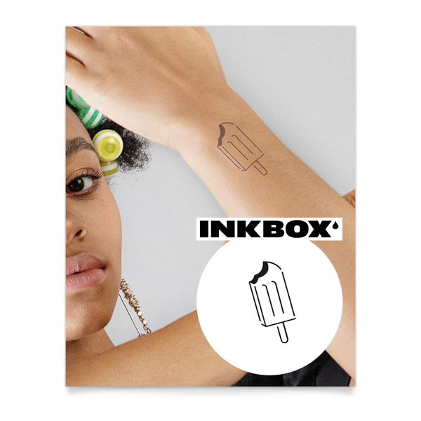 Inkbox Temporary Tattoos, Semi-Permanent Tattoo, One Premium Easy Long Lasting, Waterproof Temp Tattoo with For Now Ink - Lasts 1-2 Weeks, Ice Pop, 2 x 2 in