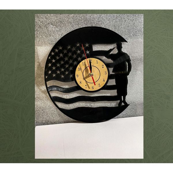 Saluting Soldier 12" Vinyl Record Wall Clock