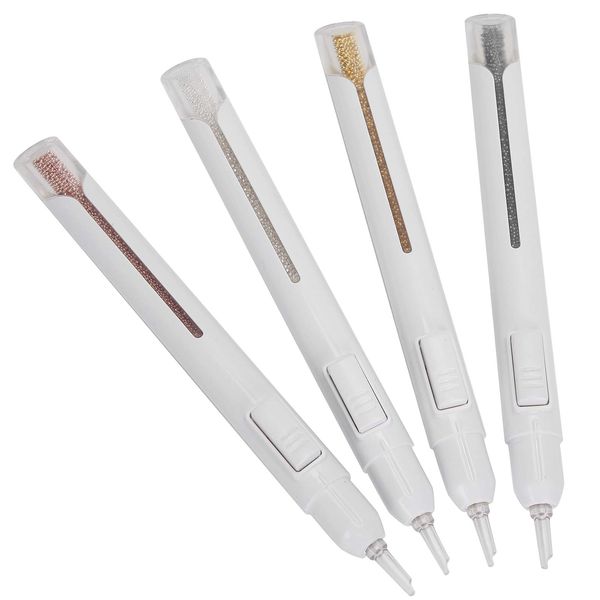 4pcs Nail Art Dotting Pen Rhinestone Pickup Tool Nail Painting Pen DIY Decoration Dotting Pen Professional Nail Art Accessories Manicure Tools for Home Salon Use(0.8mm)