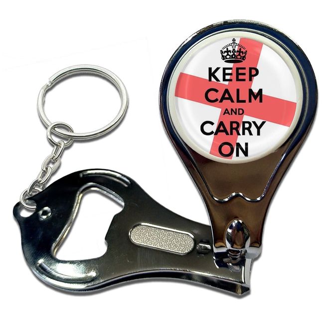 England Keep Calm and Carry On - Key Ring Bottle Opener and Nail Clipper