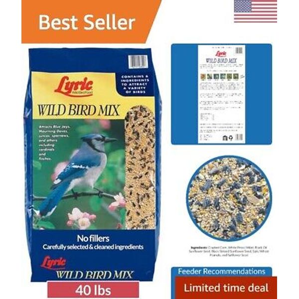 Wild Bird Mix Bird Seed, Bird Food for Outside Feeders, 40 lb. Bag