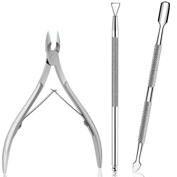 Cuticle Nipper, Cuticle Pusher, Cuticle Nipper, Cuticle Care Tool, Stainless Steel, Labor Saving, Peeling, Double-Headed Nail Pusher, Cuticle Cuticle Treatment, For Home Salons, Easy Operation,