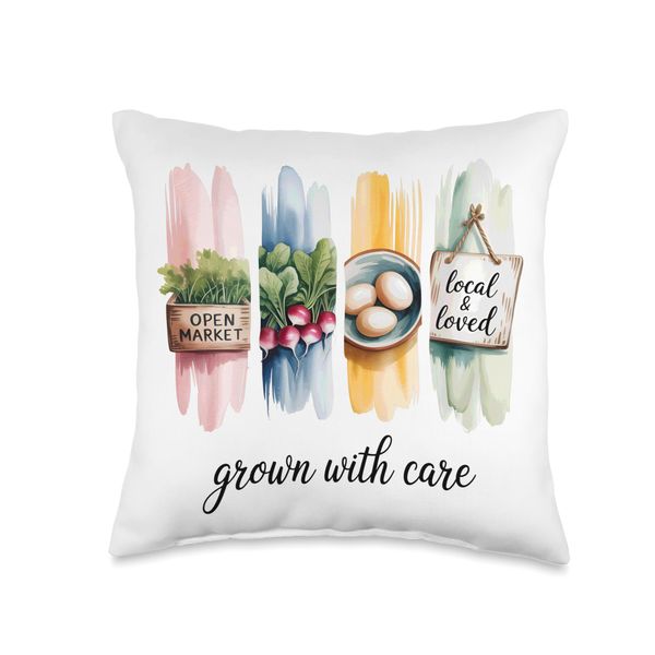 Open Market Local & Loved Farm Fresh Eggs Throw Pillow