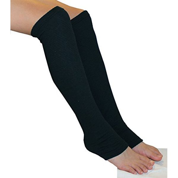 Leg Warmers Men's Women's Long EM Waffle Leg Warmers Warm Cold Protection Approx. 19.7 inches (50 cm) [Made in Japan] (Black)