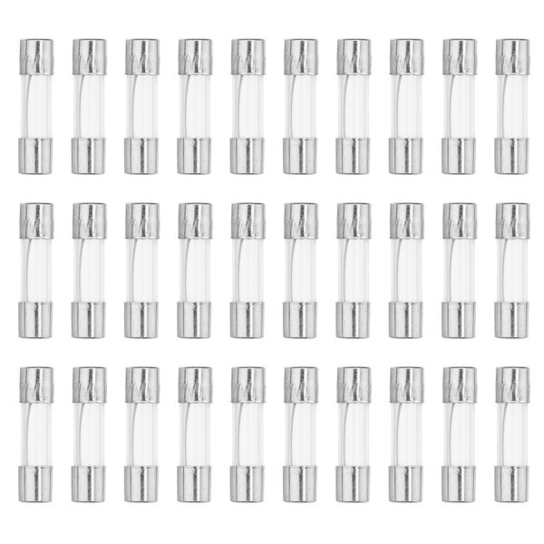 QUARKZMAN 30 Stück Feinsicherungen 30A Schnellschlag Glassicherungen Sortiment Set 5x20mm Sicherung 250V