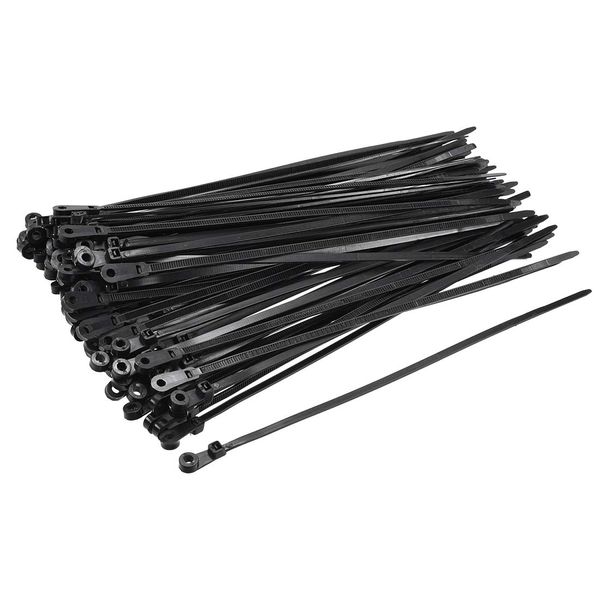 sourcing map Mount Head Cable Zip Ties 8 Inch Screw Hole Nylon Wire Strap Black 80pcs