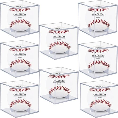 8 Pack Baseball Display Case, UV Protected Acrylic Boxes for Display,Clear Display Case Baseball Cube Memorabilia Showcase Autograph Ball Protector