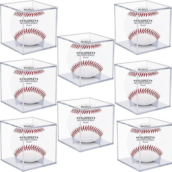 8 Pack Baseball Display Case, UV Protected Acrylic Boxes for Display,Clear Display Case Baseball Cube Memorabilia Showcase Autograph Ball Protector