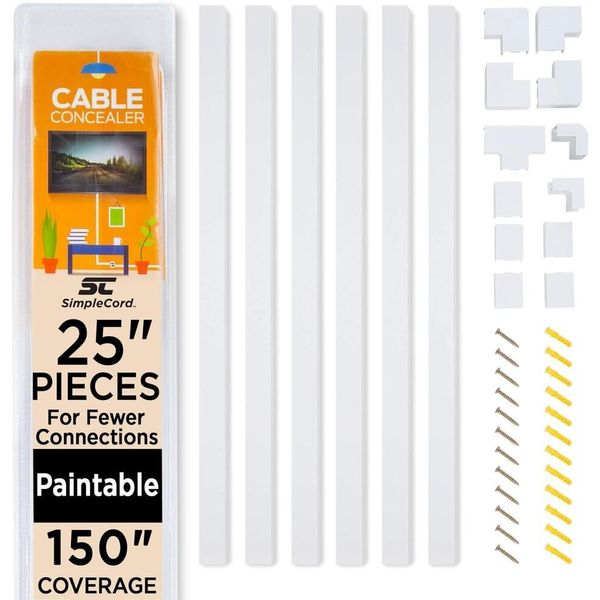 Cord Cable Cover Wall Concealer Management Large Raceway Kit Home Office