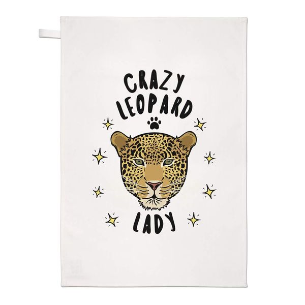 Crazy Leopard Lady Tea Towel Dish Cloth