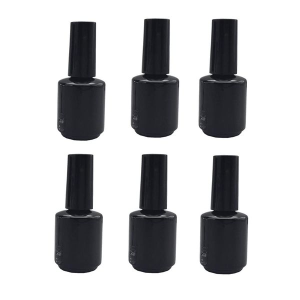 15ML Refillable Empty Nail Polish Bottles Containers for Nail Art Sample, 0.5oz Brown Glass Round Nail Polish Bottles with Cap and Soft Brush (6 Pack)