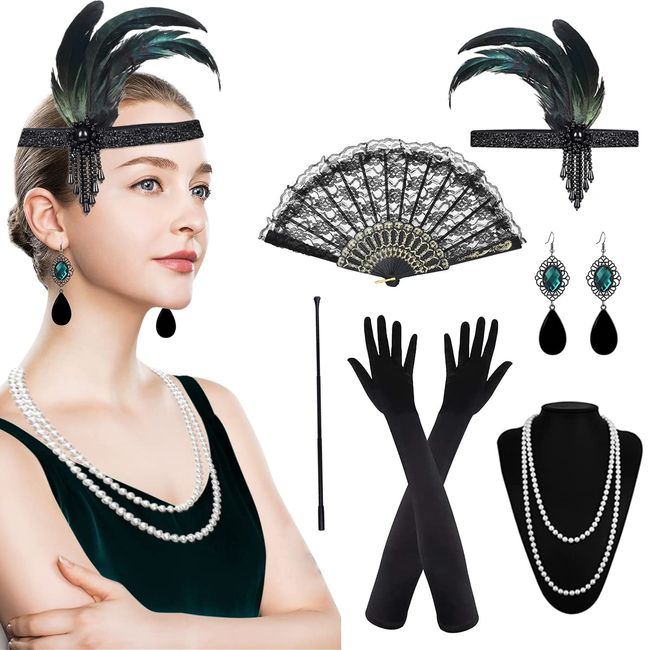 HIUOYL 1920s Accessories for Women, Flapper Accessories the Gatsby Accessories Set for Women