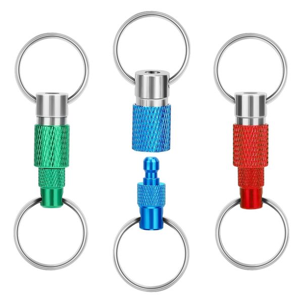 Linkstyle Schlüsselanhänger Abnehmbarer, Schnellverschluss Schlüsselbund, Schlüsselringe Pull Auseinander Metall Doppel Geteilt Schlüsselring für Home Auto Zubehör Schloss Halter, 3 Stück