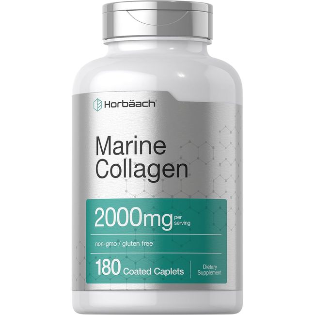 Marine Collagen Peptides 2000mg with Calcium, 180ct Non-GMO Supplement, Horbaach