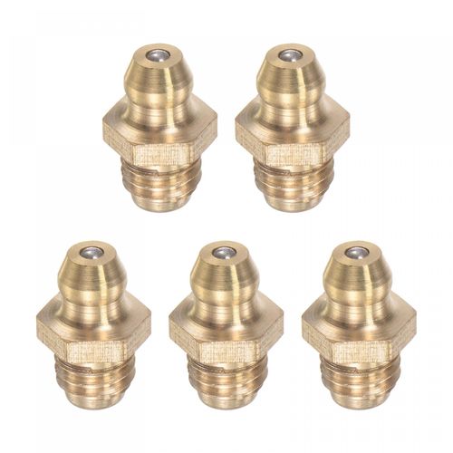 uxcell Grease Fitting Grease Nipple Brass Straight M8 x 1.25mm Thread Hydraulic Grease Fitting Accessories Pack of 5