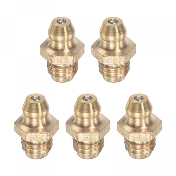 uxcell Grease Fitting Grease Nipple Brass Straight M8 x 1.25mm Thread Hydraulic Grease Fitting Accessories Pack of 5