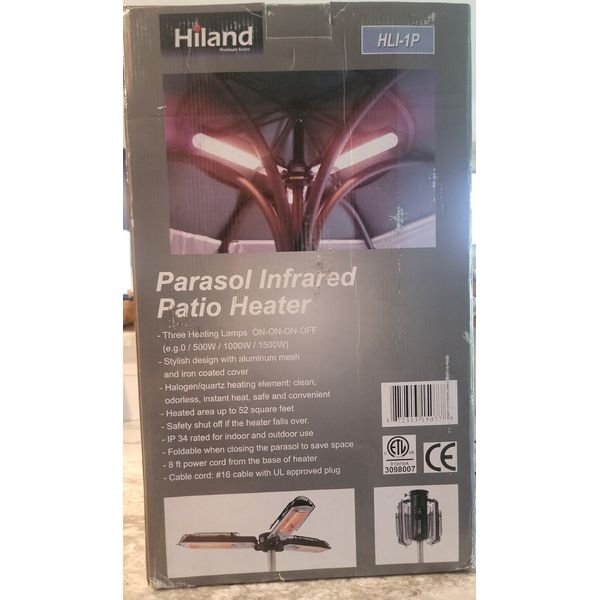 Hiland Parasol Infrared Patio Heater Folding Patio Umbrella Heat Lamp NEW