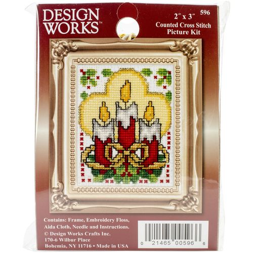 Tobin Candles Ornament Counted Cross Stitch Kit, 2-Inch x 3-Inch