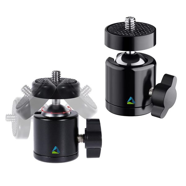 Tripod Mini Ball Head Mount with Removable 1/4" Hot Shoe Adapter 360° Swivel Camera Brackets BallHead Stand Support Camera Holder