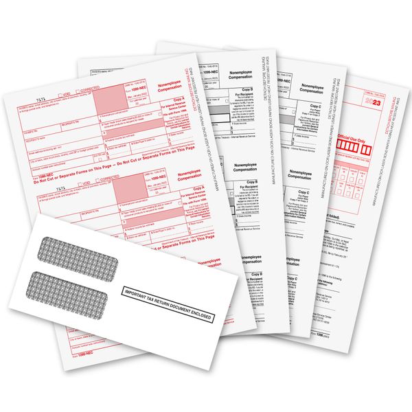 1099 NEC Forms 2023, 1099 NEC Laser Forms IRS Approved Designed for Quickbooks and Accounting Software 2023, 4 Part Tax Forms Kit, 25 Envelopes Self Seal, 25 Vendor Kit - Total 38 (108) Forms