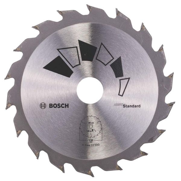 Bosch 1x Circular Saw Blade Standard (for Wood, Ø 130 x 2.2/1.5 x 20/16 mm, 18 Teeth, ATB, with 1x Reduction ring 16 mm, Accessories for Circular Saws)