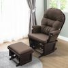2PC Living Room Rocker Lounger with Ottoman Set and Suede Footrest, Dark Coffee