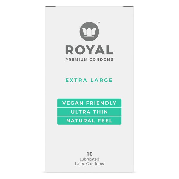 Royal XL Ultra Thin Lubricated Organic Vegan Latex Condoms, 10 Pack