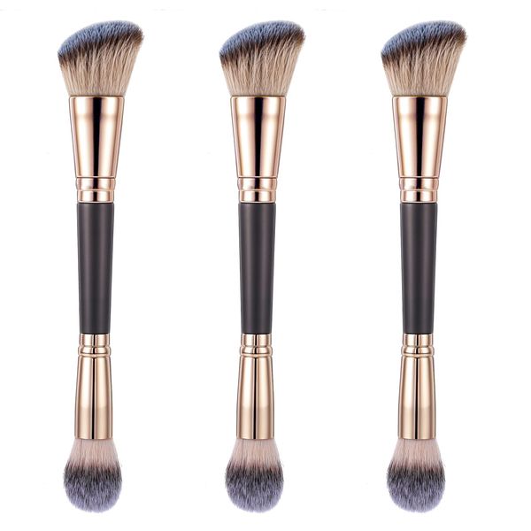 3pcs Dual Ended Makeup Brush,Foundation Makeup Brush,Concealer Brush for Flawless Application of Liquid, Cream, and Powder Makeup