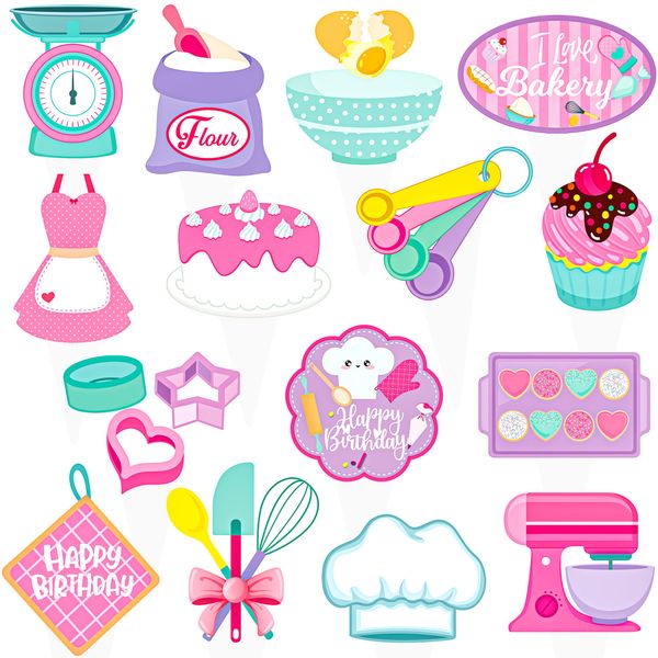 Little Bakers Birthday Cupcake Toppers Baking Theme Birthday Party Decoration Makaron Party Cupcake Picks for Baking Birthday Cake Decoration Girls Baby Shower Supplies