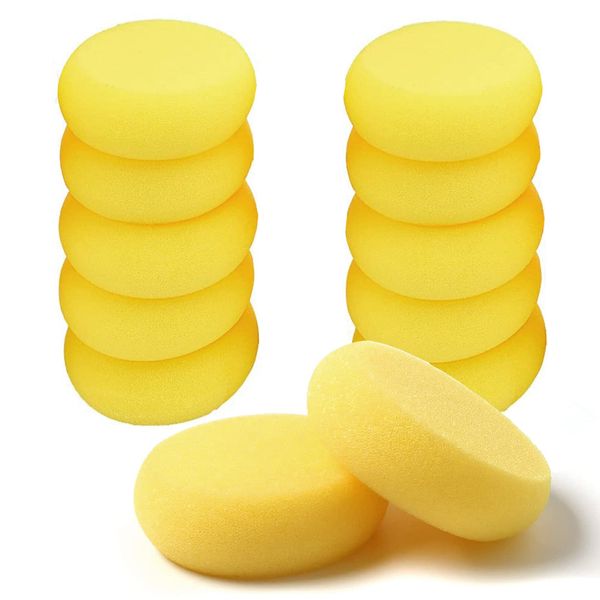 12 Pcs Round Painting Sponge WAFJAMF 2.96inch Yellow Craft Sponges Clay Sponge for Face Painting Art Crafts