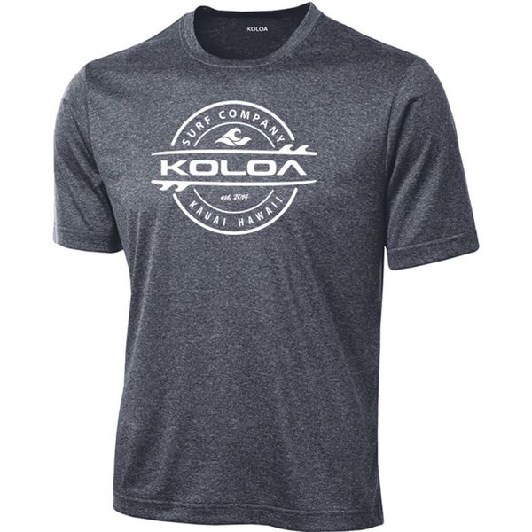 Joe's USA Koloa Surf Thruster Logo Moisture Wicking Shirt-L-NavyHeather/w