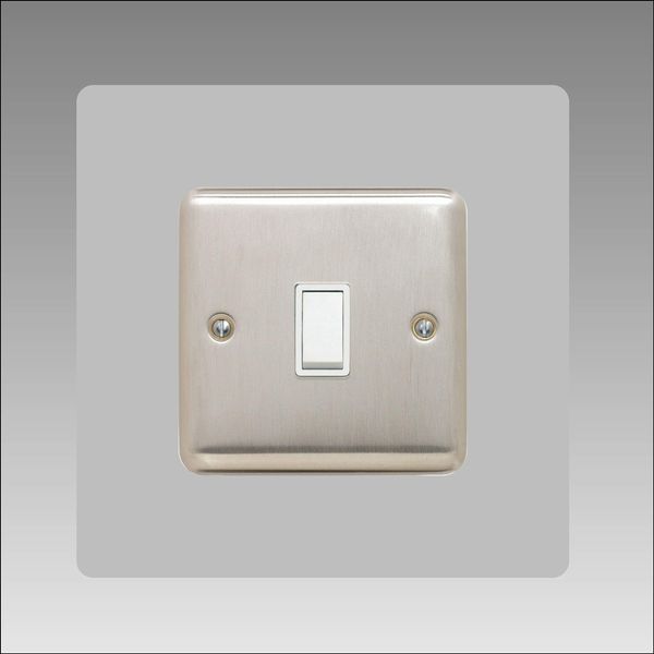 Single Light Switch Surround | Square | Acrylic Back Panel or Finger Plate | Plug, Font Colour:Grey