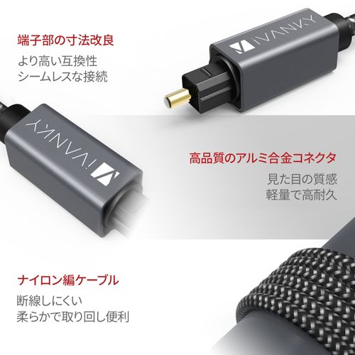 iVANKY Optical Digital Cable [Uses Japanese Optical Fiber High Resolution/1.0 m] Toslink Optical Digital Audio Cable, Optical Toslink, Digital Audio Cable, Optical Coaxial, SPDIF, Optical, Square