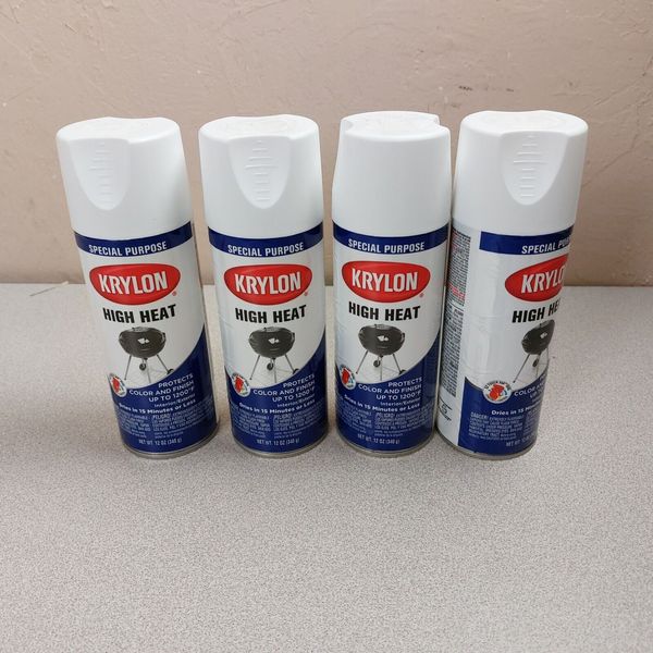 Lot 4 Krylon High Heat Special Purpose Spray Paint 17087 Flat White 12 oz NEW